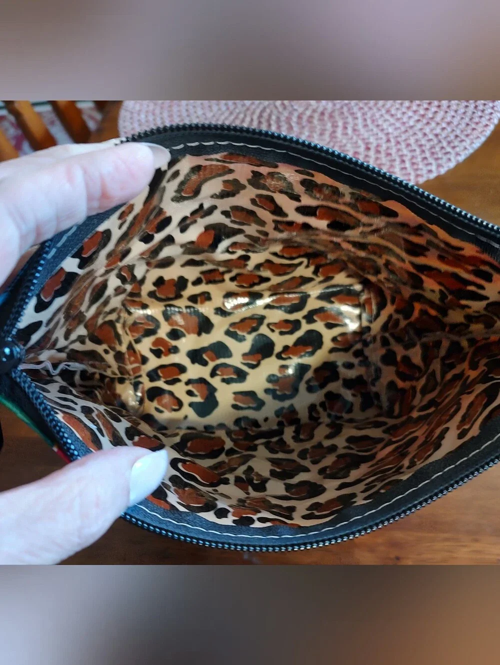 Floral & Leopard Print Cosmetic Pouch - Pink